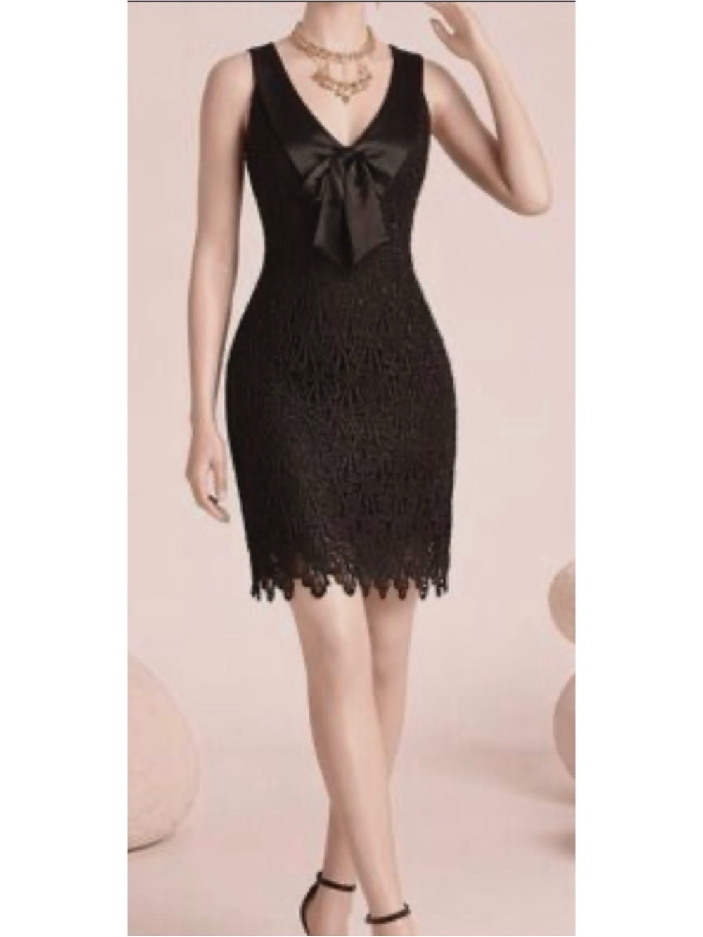 Yoana Baraschi Black Lace Cut Out Dress With Bow $348 Sz 2 - NWOT